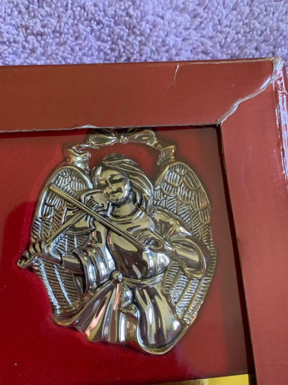 New in Box Gotham Set of 9 Silvertone Christmas Ornaments